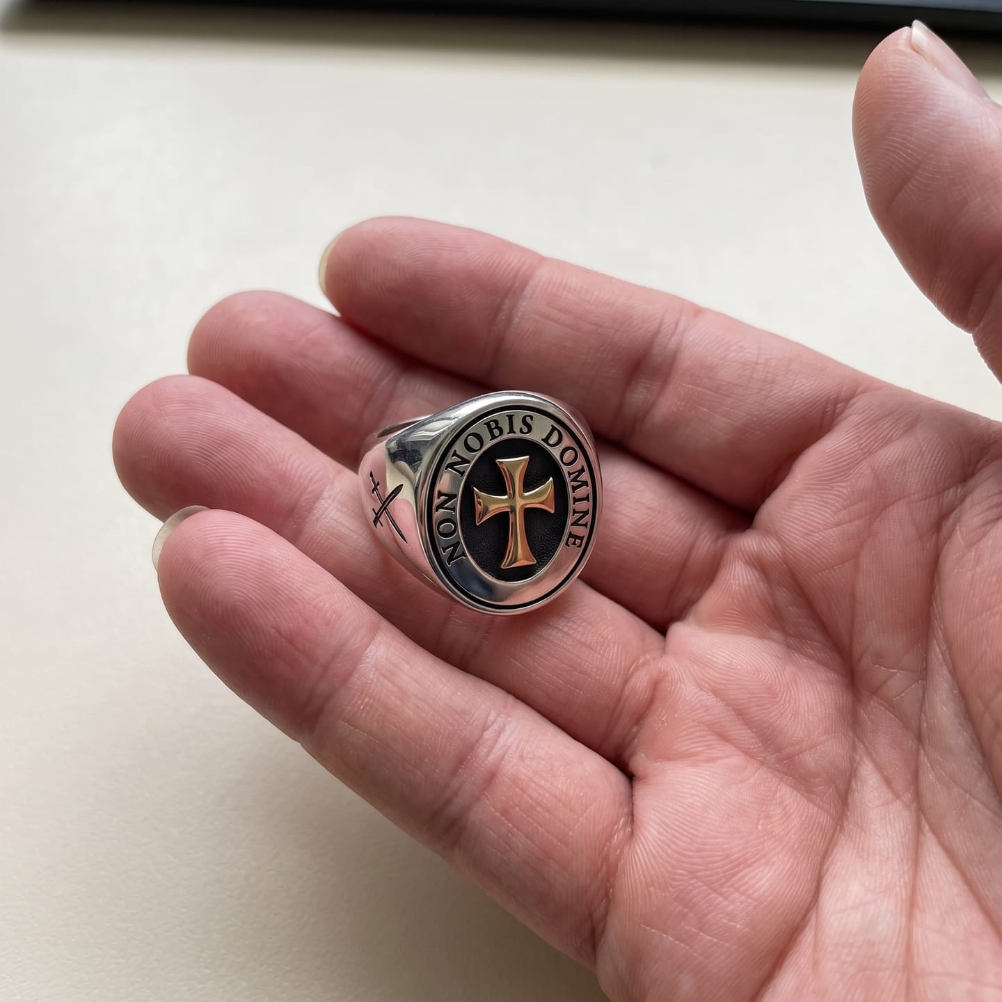 Customer photo review of Non Nobis Domine Templar Ring