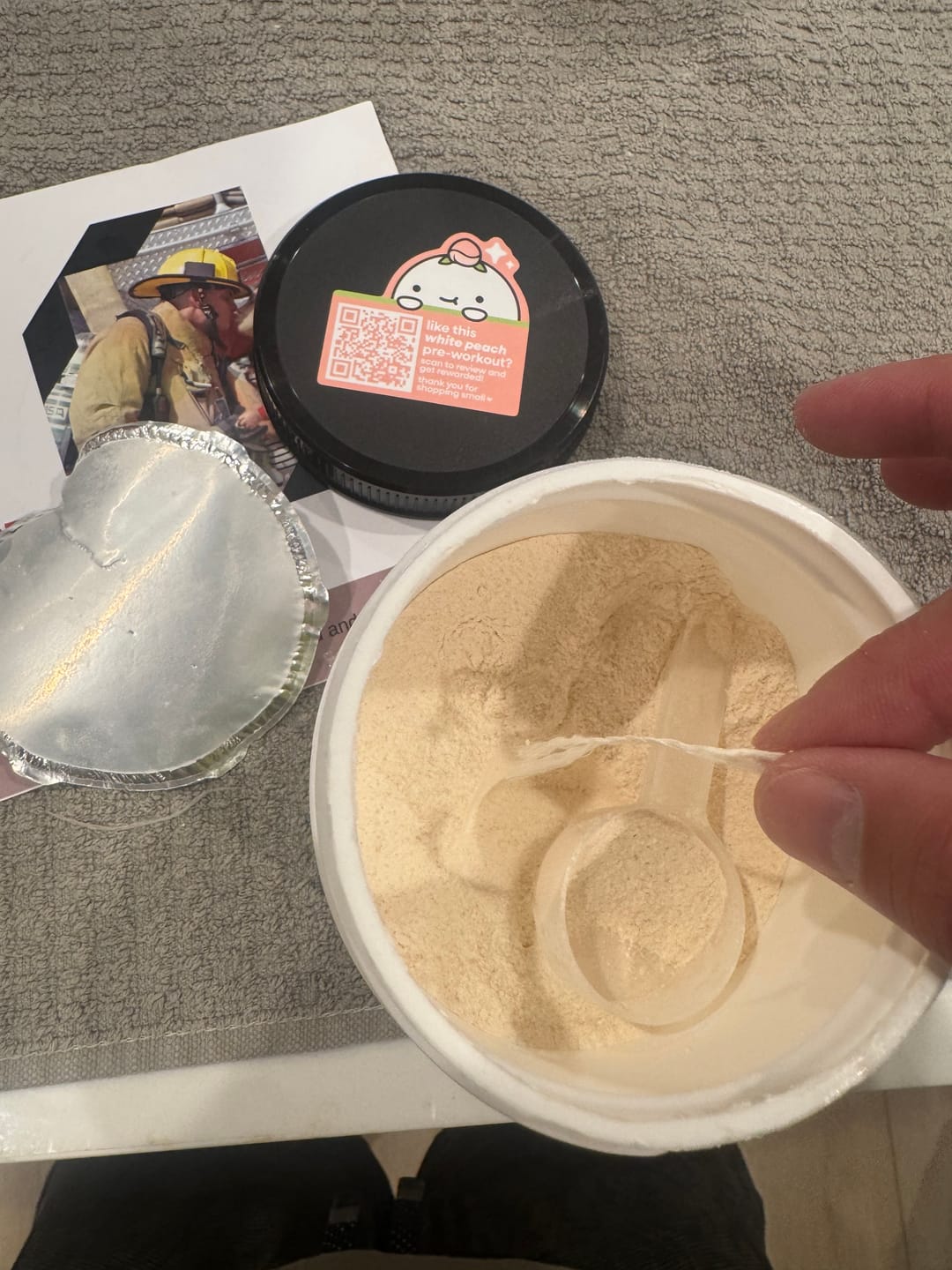 Customer photo review of MOMO® Pre-Workout | White Peach | 40 Scoops