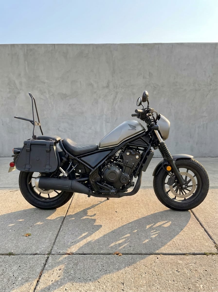 Customer photo review of 30L - SpiritBlade Roll-Top Large Honda Rebel 500/ABS Motorcycle Leather Saddlebags