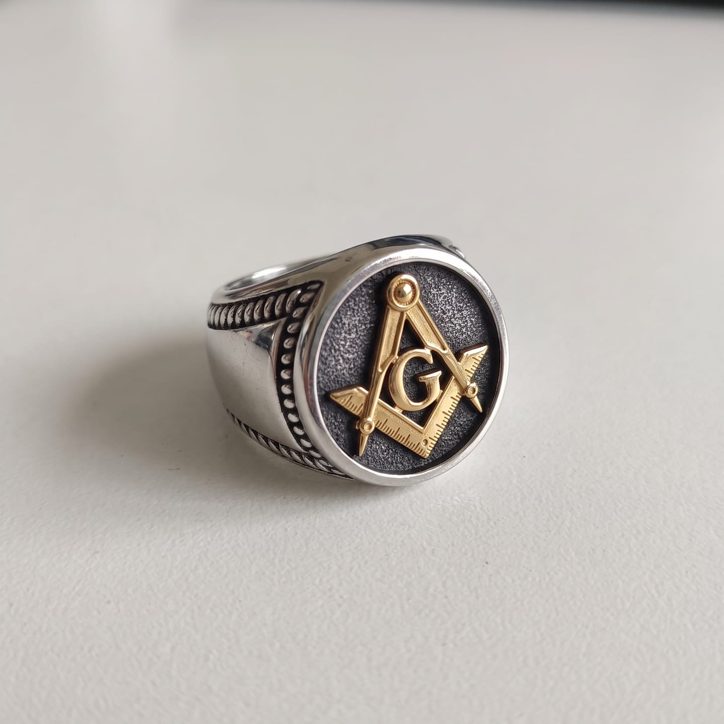 Customer photo review of Masonic G Square Compass Ring