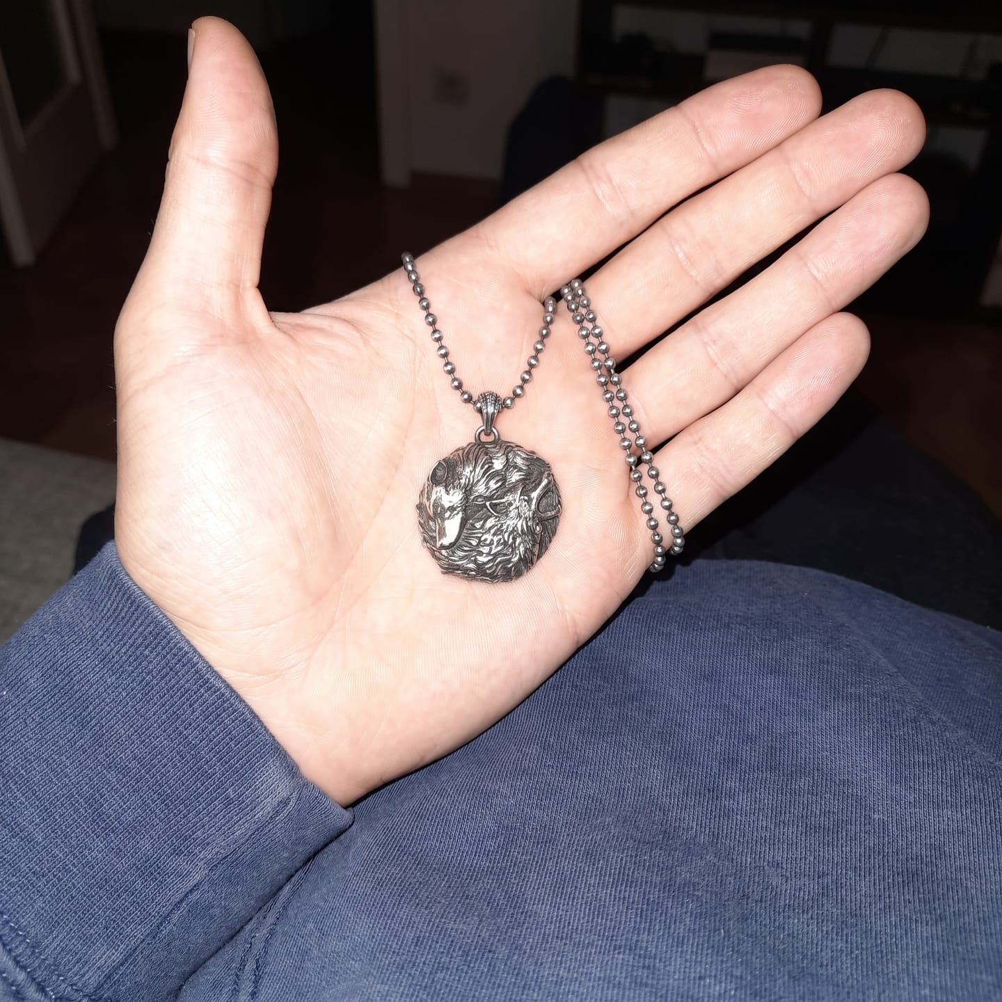Customer photo review of Dual Wolf Yin Yang Pendant