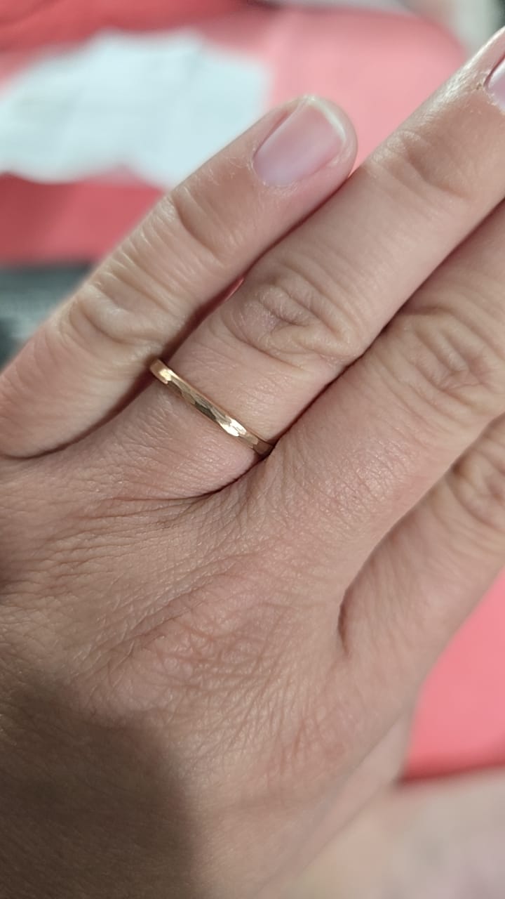 Customer photo review of Rose Gold Hammered Band - 2mm