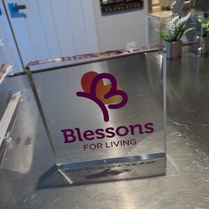 Customer photo review of Tabletop Business Logo Sign