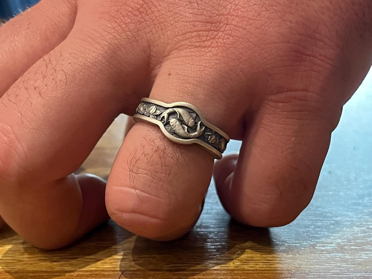 Customer photo review of Lotus Yin Yang Koi Ring