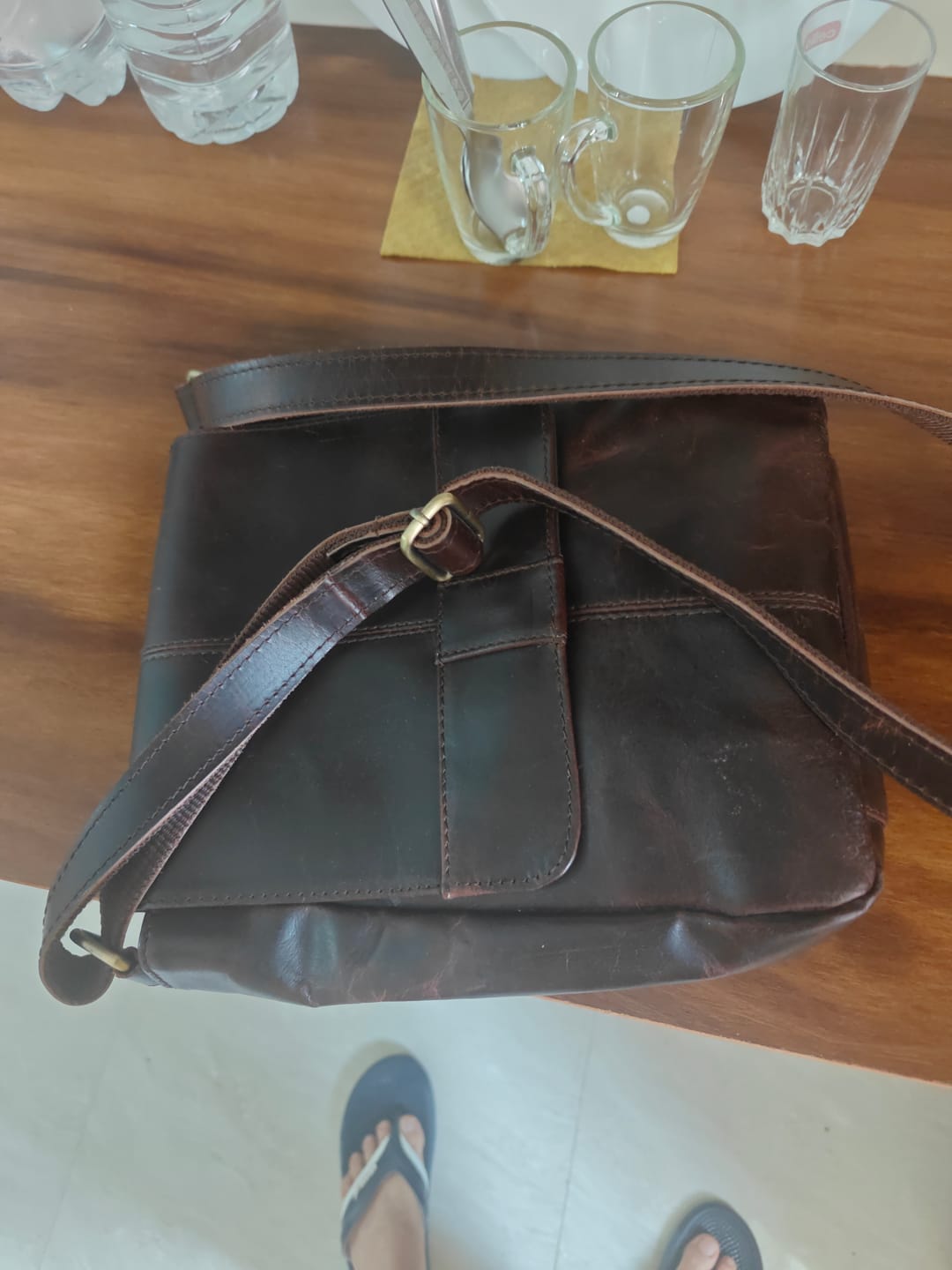 Customer photo review of Brown Leather Crossbody Bag