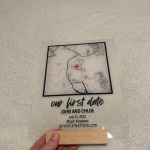 Customer photo review of Where We Met Map Plaque