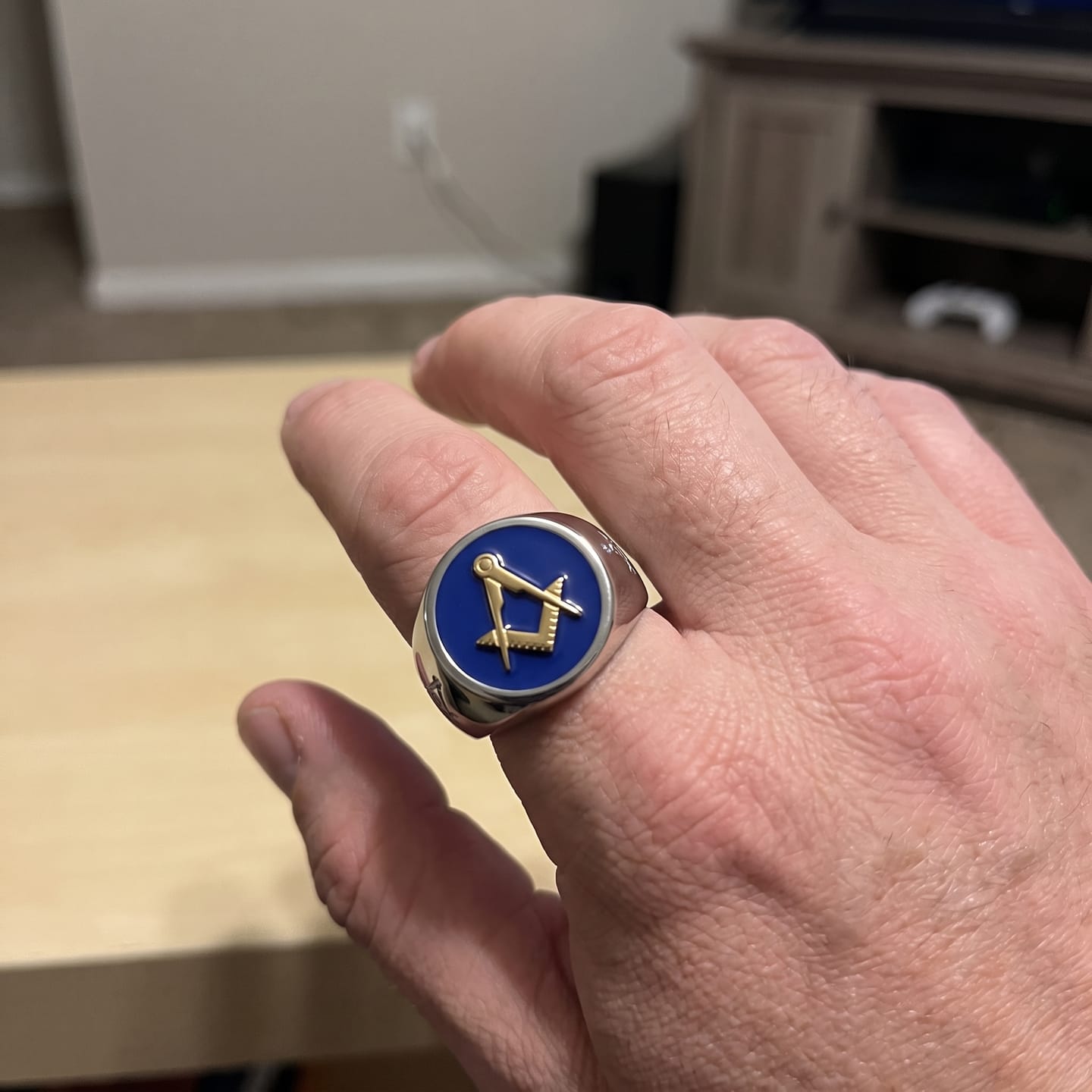 Customer photo review of Blue Lodge Masonic Signet Ring