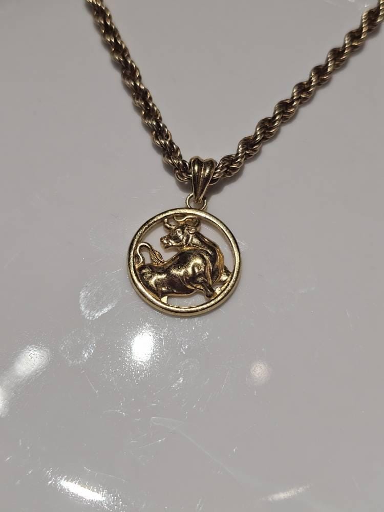 Customer photo review of Rearing Taurus Zodiac Pendant