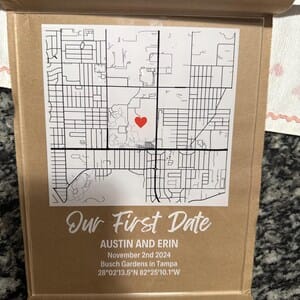 Customer photo review of Where We Met Map Plaque