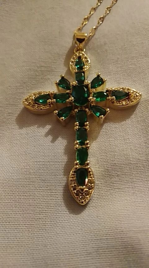 Customer photo review of Gratia — Heirloom Cross Necklace
