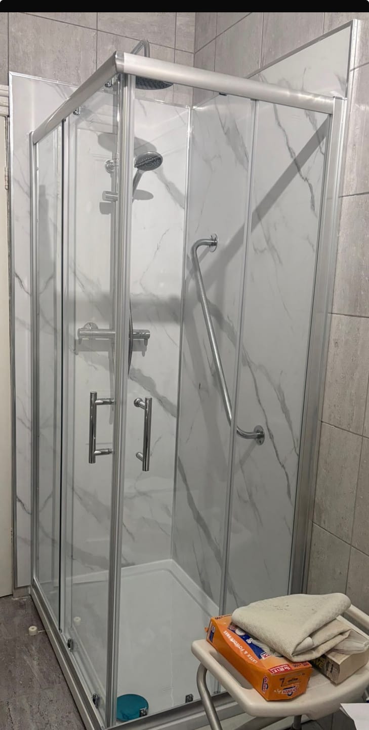 Customer photo review of 10mm Carrara Marble Matt Shower Panel 1M x 2.4M
