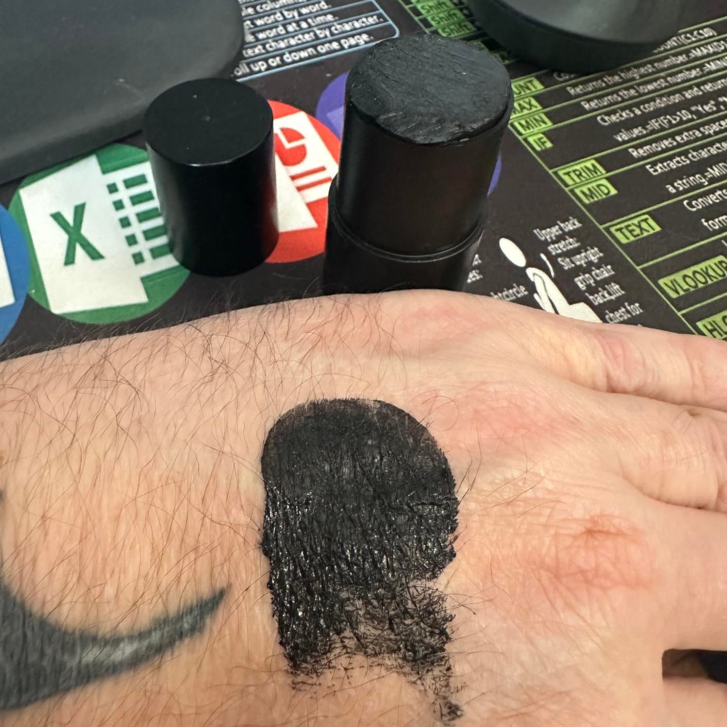 Customer photo review of Blue Squid PRO Face Paint Stick - XL (21g/0.75oz) Waterproof Body Paint for Adults & Kids Eye Black Baseball - Vegan Hypoallergenic Twist-Up Non-Toxic Makeup Stick for Cosplay, Sports