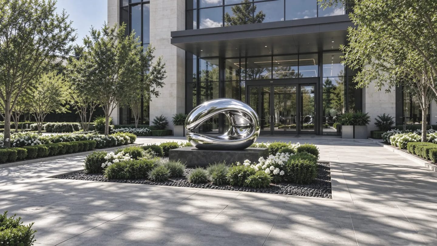 Customer photo review of Large Mirror Polished Stainless Steel Wave Sculpture SS-036