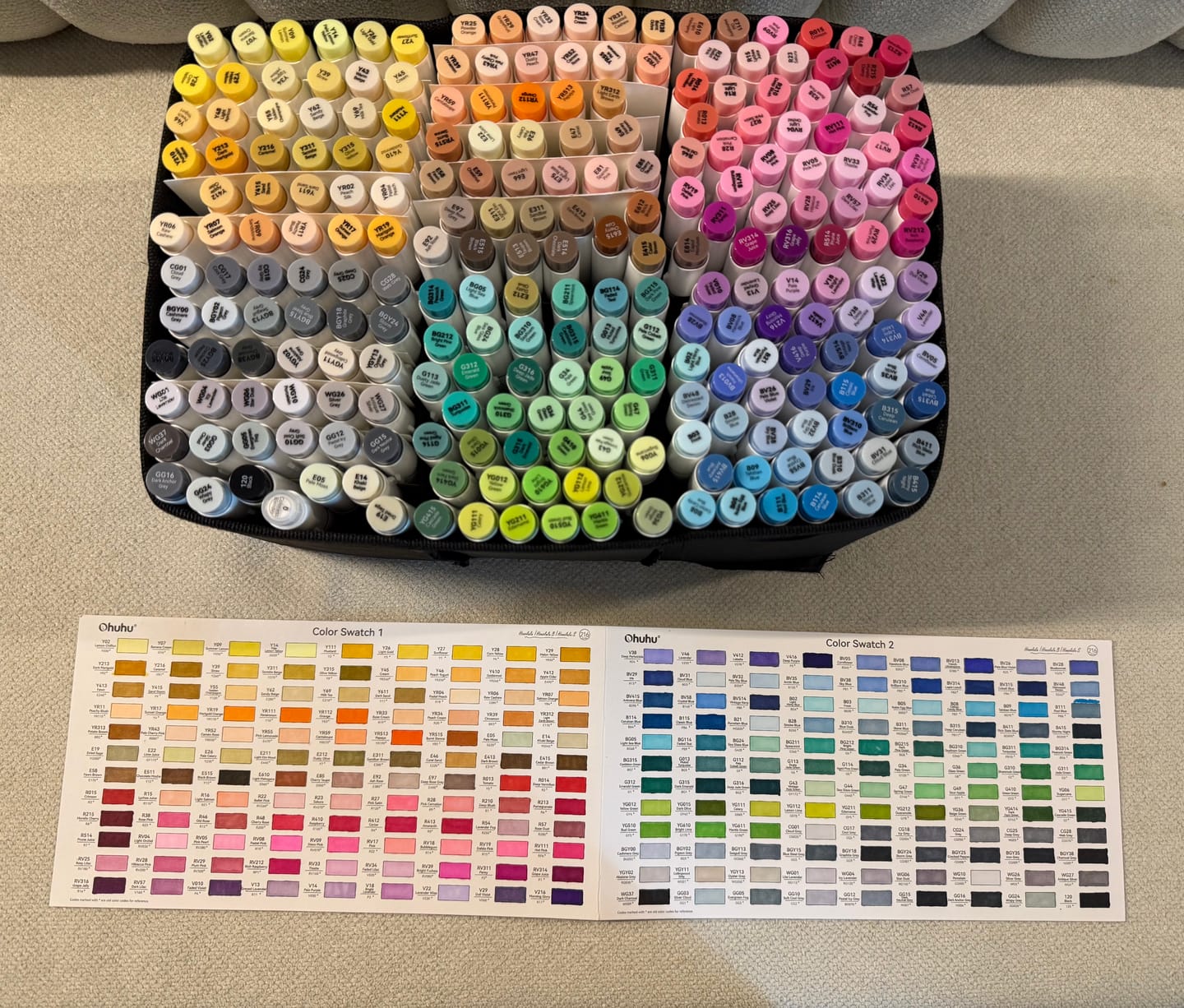 Customer photo review of Ohuhu Honolulu 216 Colors Dual Tips Alcohol Art Markers (New Color Codes)