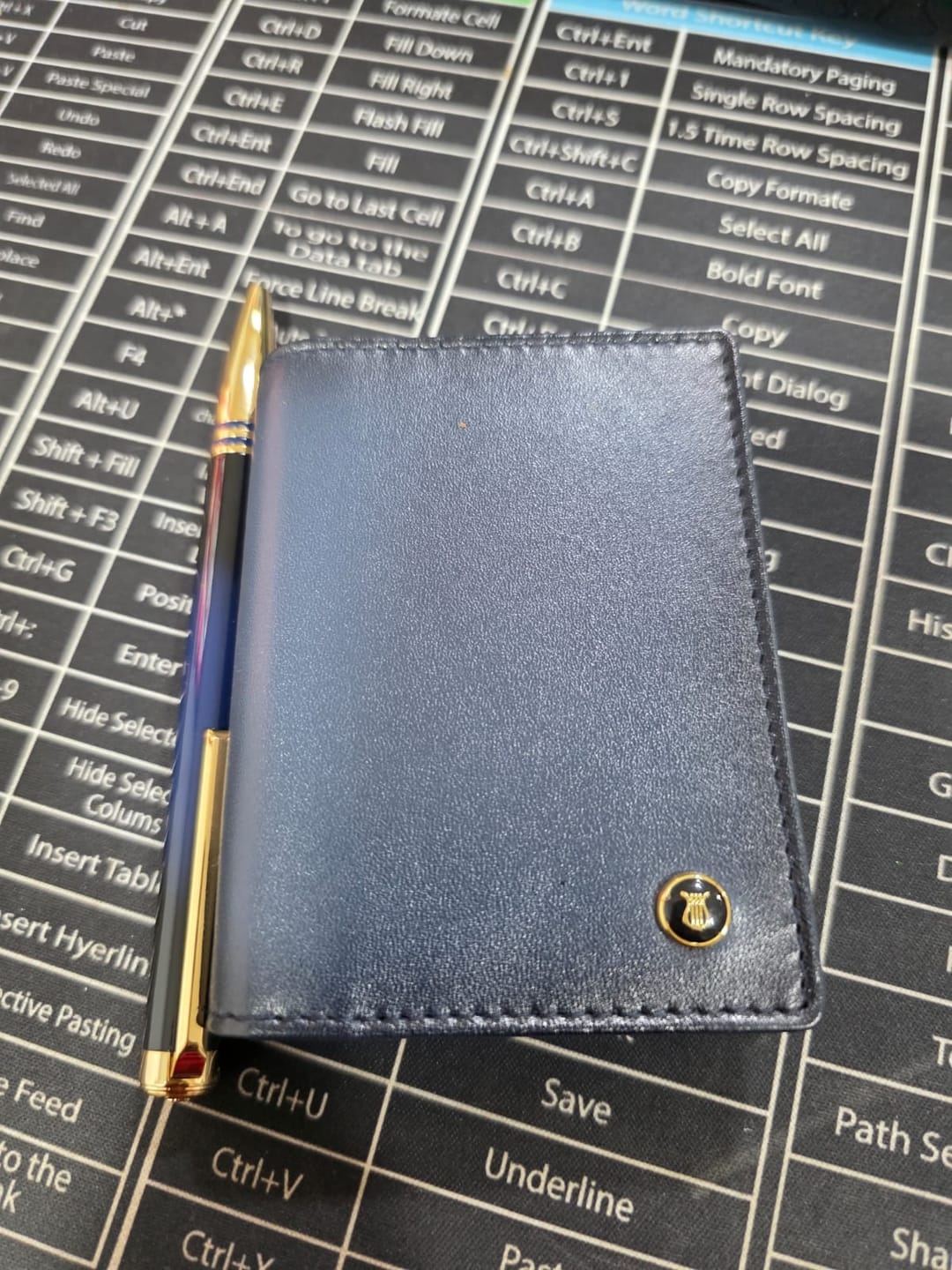Customer photo review of Gift Set Torque Ballpoint Pen In Gold Trim with Ducorium Leather Business Card Holder - Blue