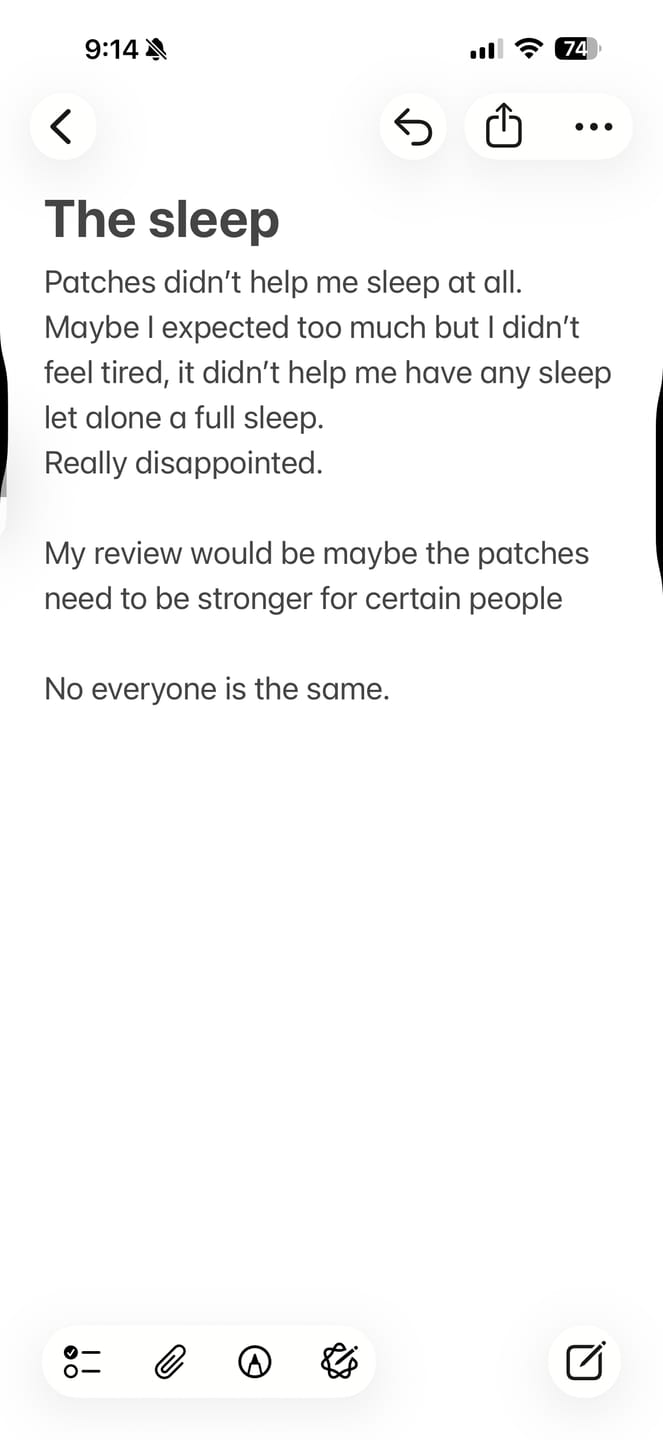 Customer photo review of mussage 8 Hour Sleep Patch
