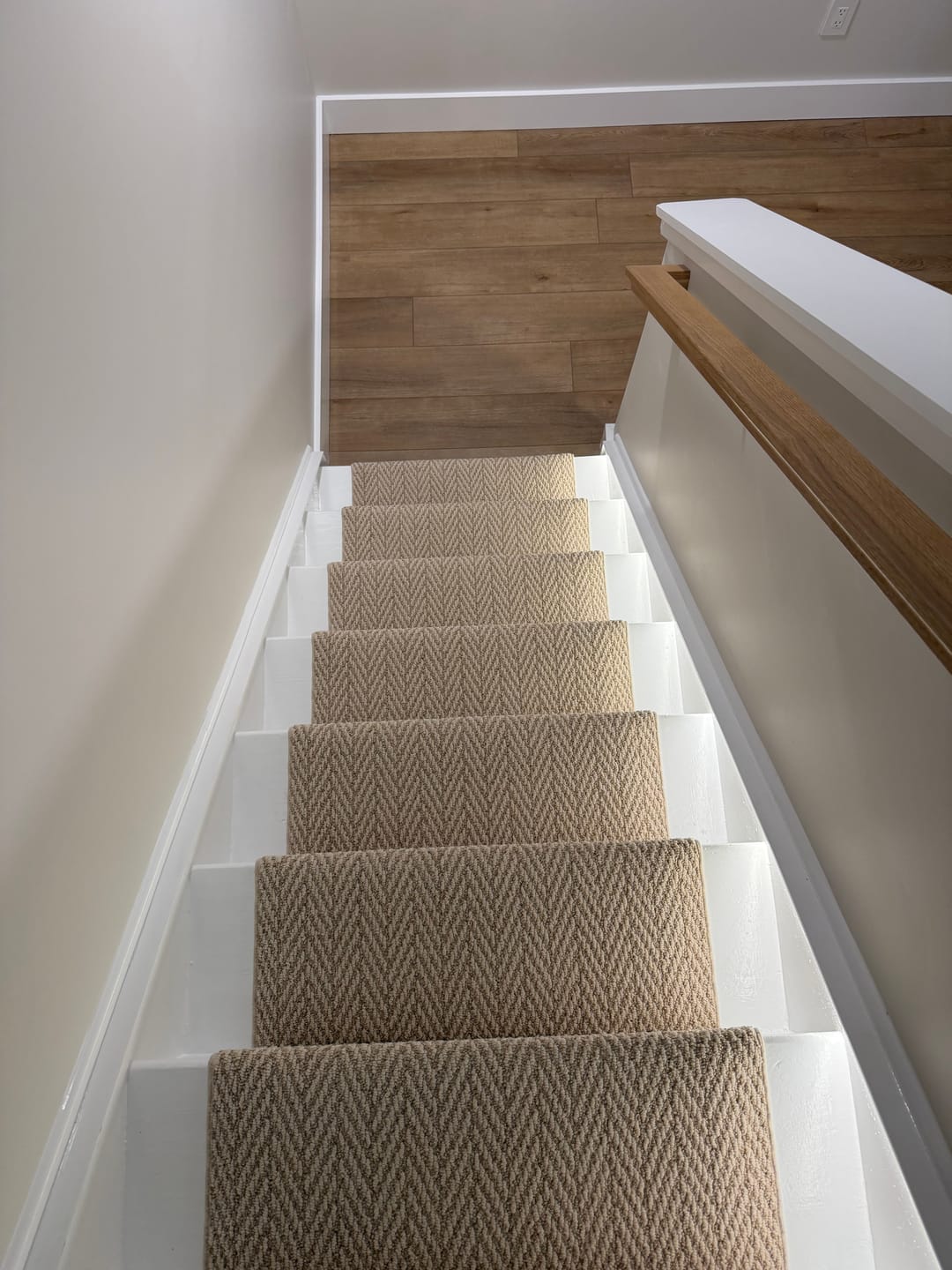 Customer photo review of Anderson Tuftex Boutique Herringbone Stair Runner