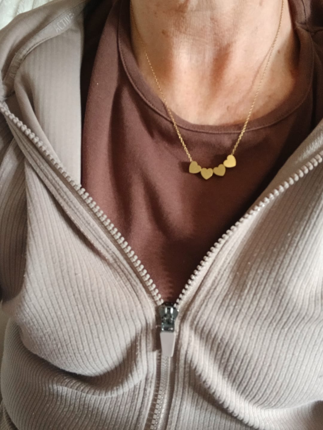 Customer photo review of Amo Heart Necklace in Gold