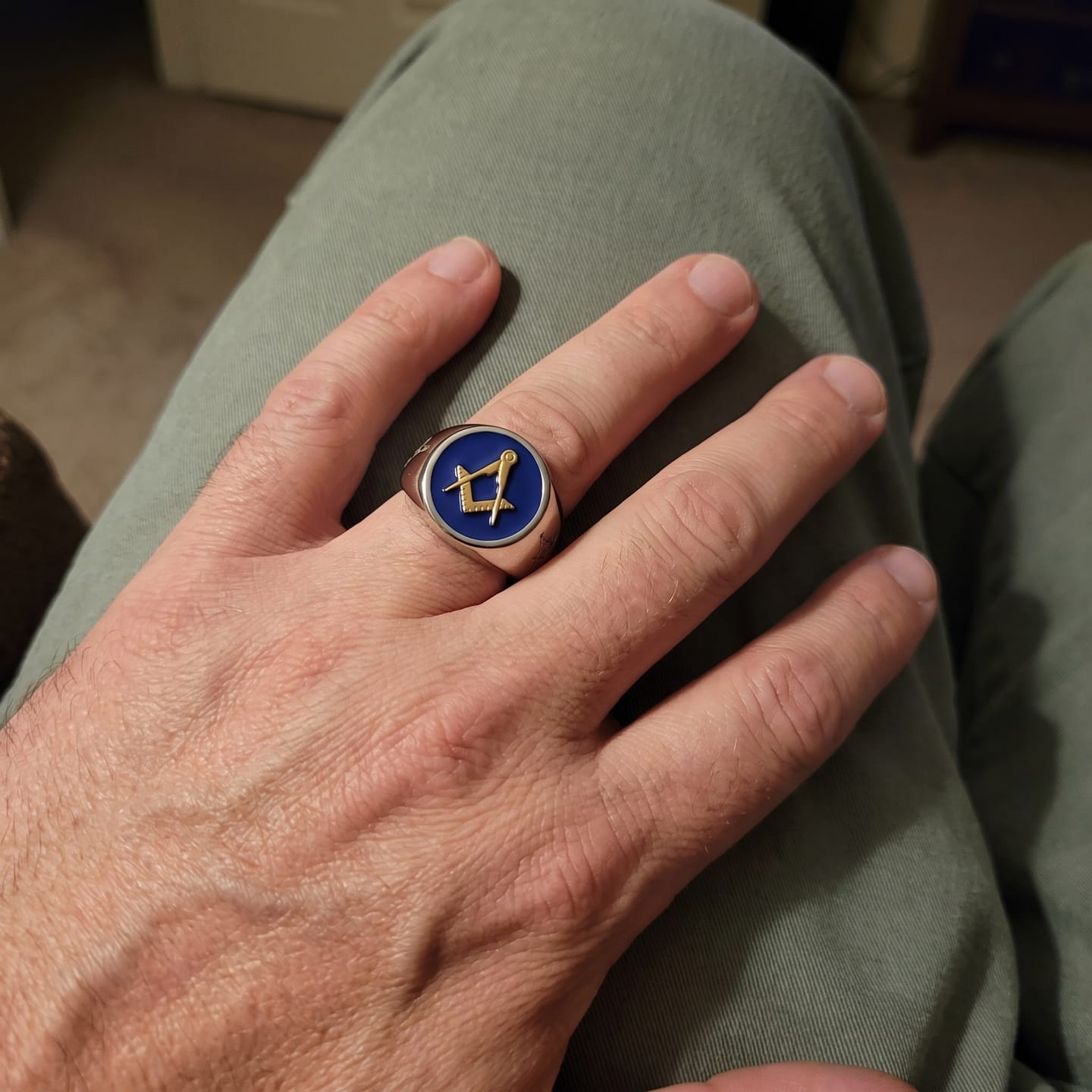 Customer photo review of Blue Lodge Masonic Signet Ring