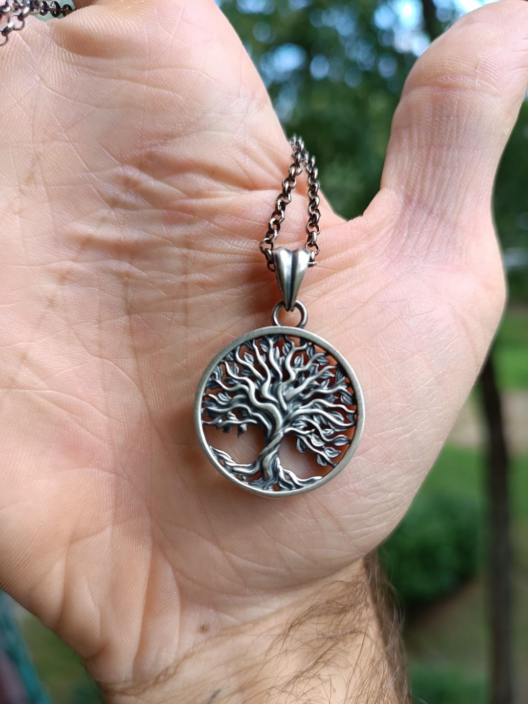 Customer photo review of Tree of Life Circle Pendant