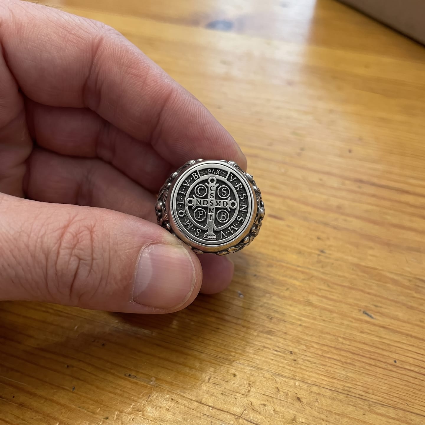 Customer photo review of Saint Benedict Signet Ring