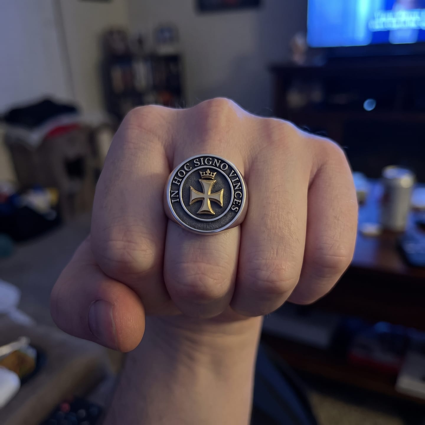 Customer photo review of Templar Cross and Crown Ring