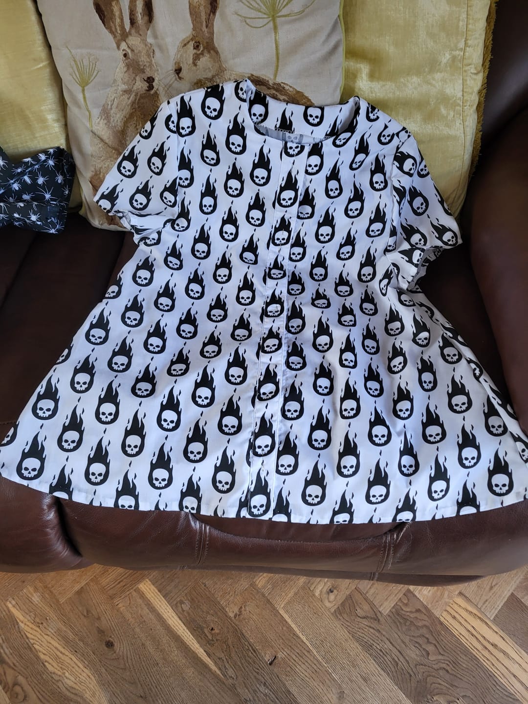 Customer photo review of Flaming Skulls Polycotton Fabric