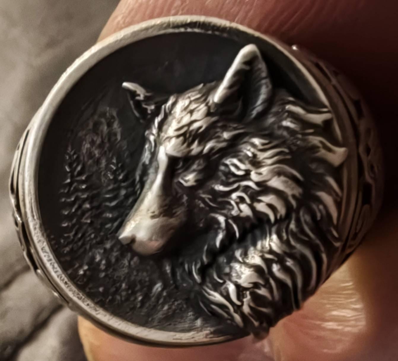 Customer photo review of Celtic Wolf Ring