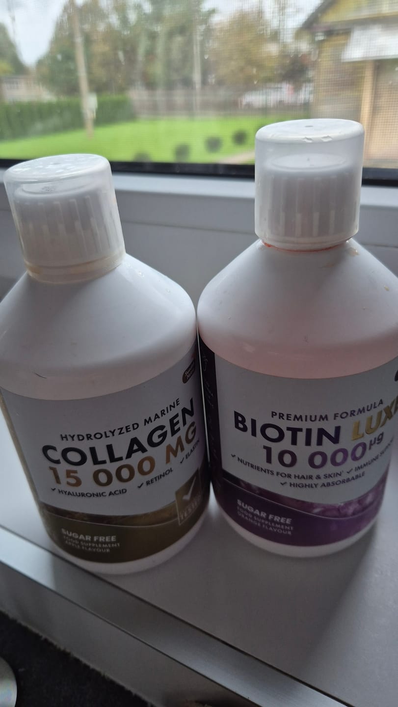 Customer photo review of Swedish Nutra – Marine Collagen + Biotin Luxe grožio rinkinys odai, plaukams ir nagams, 2 x 500 ml