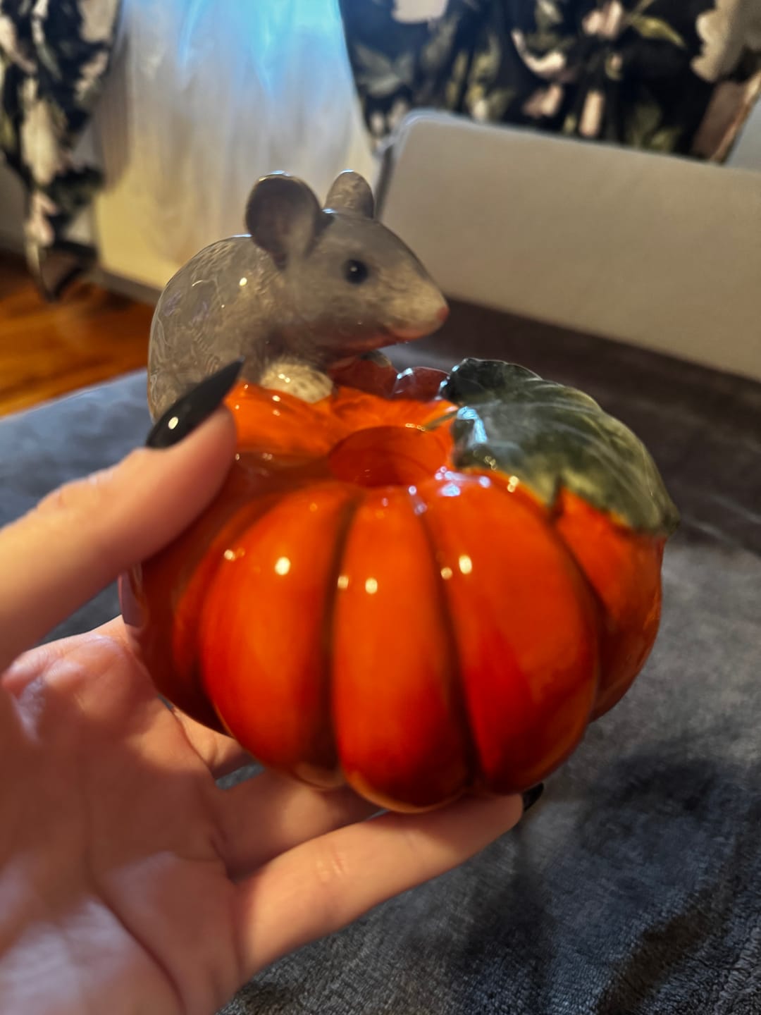 Customer photo review of Kürbis Kerzenhalter mit Maus Keramik Herbstdeko