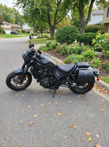 Customer photo review of 25L - SpiritBlade Medium Honda Rebel 1100 CMX1100 Leather Motorcycle Saddlebags
