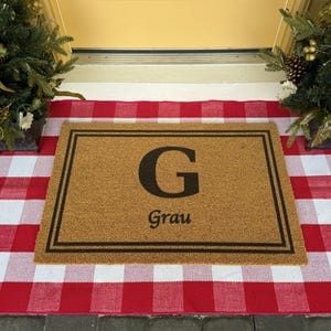 Customer photo review of Personalized Family Name Monogram Doormat