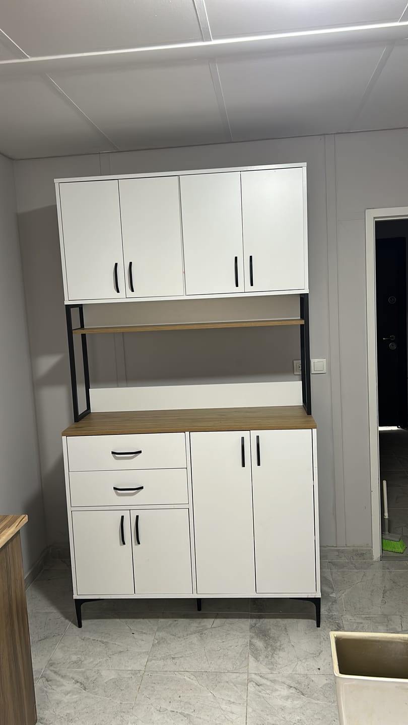 Customer photo review of Rani JE213 Kahve Köşesi Çok Amaçlı Dolap 8 Kapaklı 2 Çekmeceli Raflı Kiler Mutfak Dolabı Beyaz - Sepet Ceviz