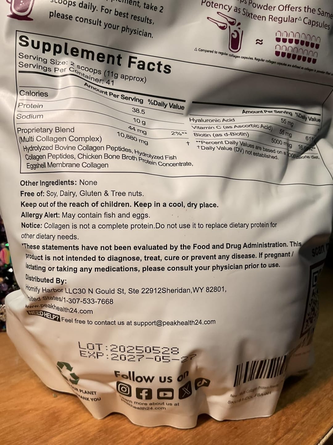 Customer photo review of Multi Collagen Peptides Powder for Women – Types I, II, III, V & X – 454g