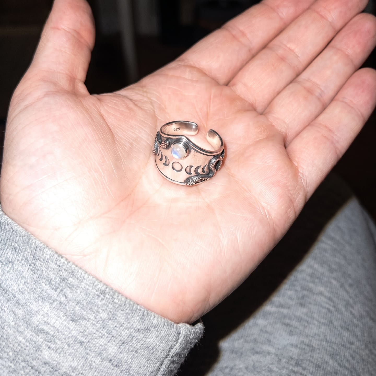 Customer photo review of Serpent Moonstone Ring