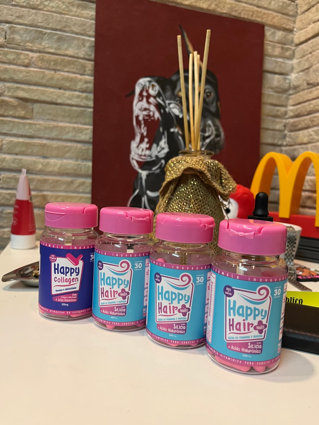 Customer photo review of Happy Hair 3 Potes + 1 Colágeno Grátis
