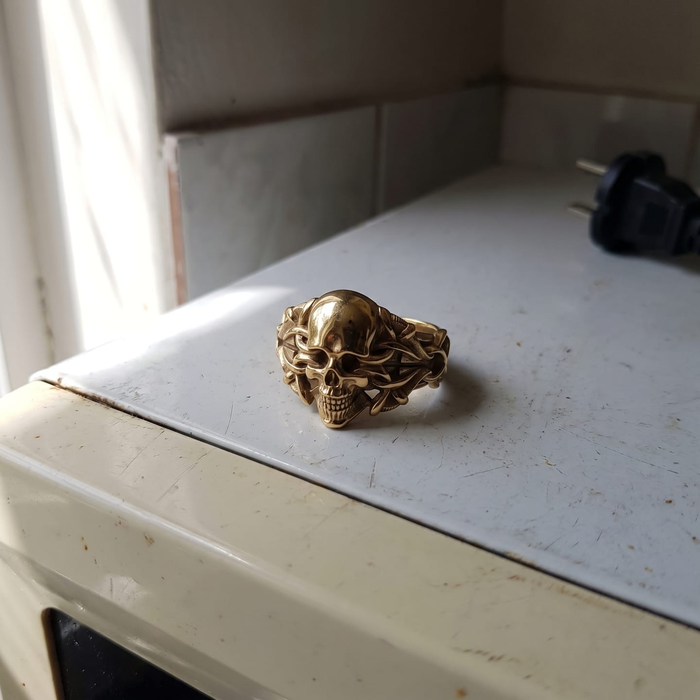 Customer photo review of Tribal Biker Skull Ring
