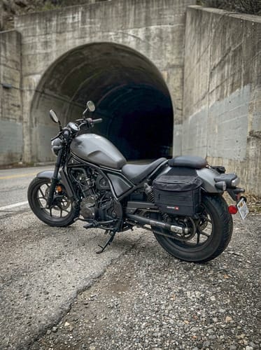 Customer photo review of 10L - Patriot Small Honda Rebel 1100 Motorcycle Throw Over Saddlebags