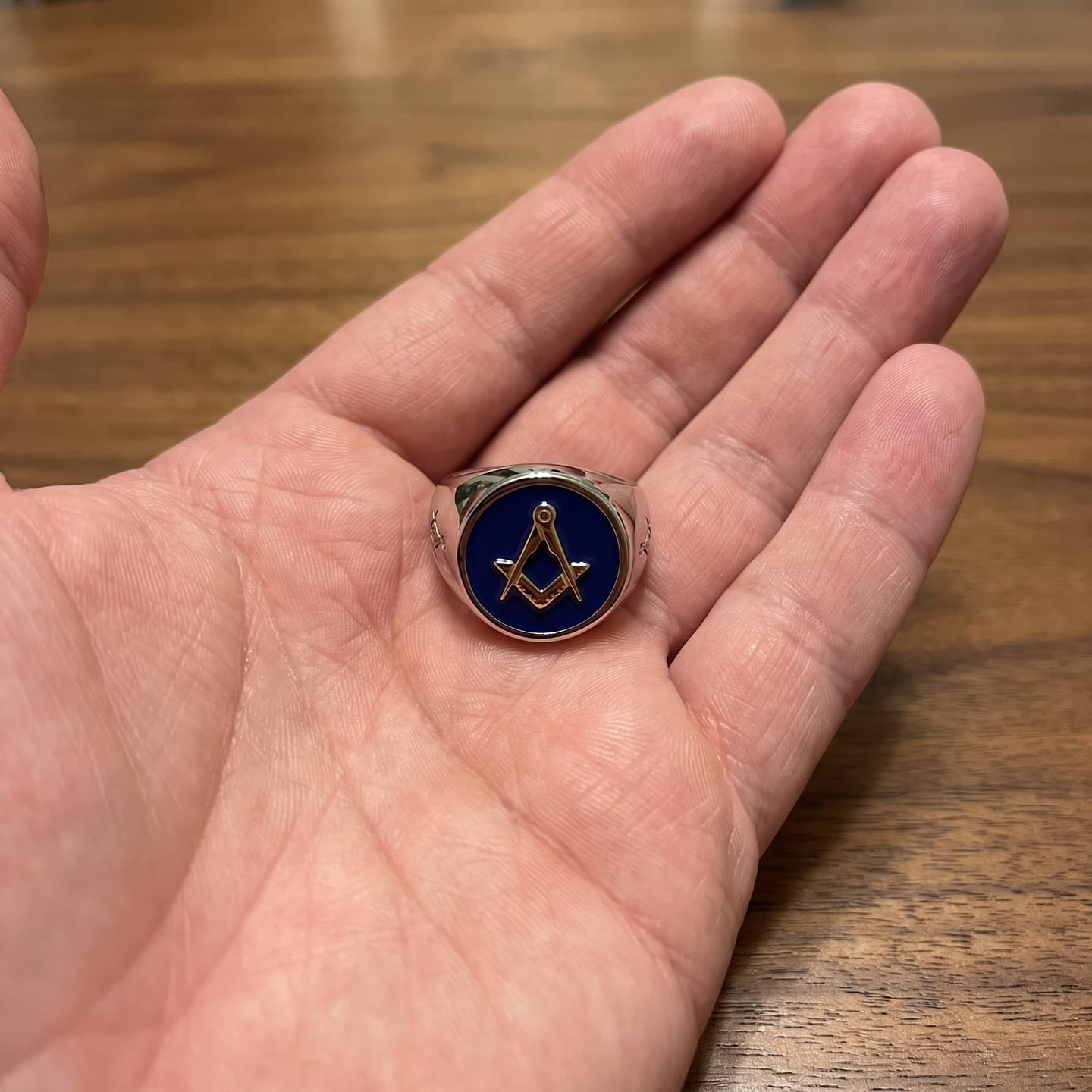 Customer photo review of Blue Lodge Masonic Signet Ring
