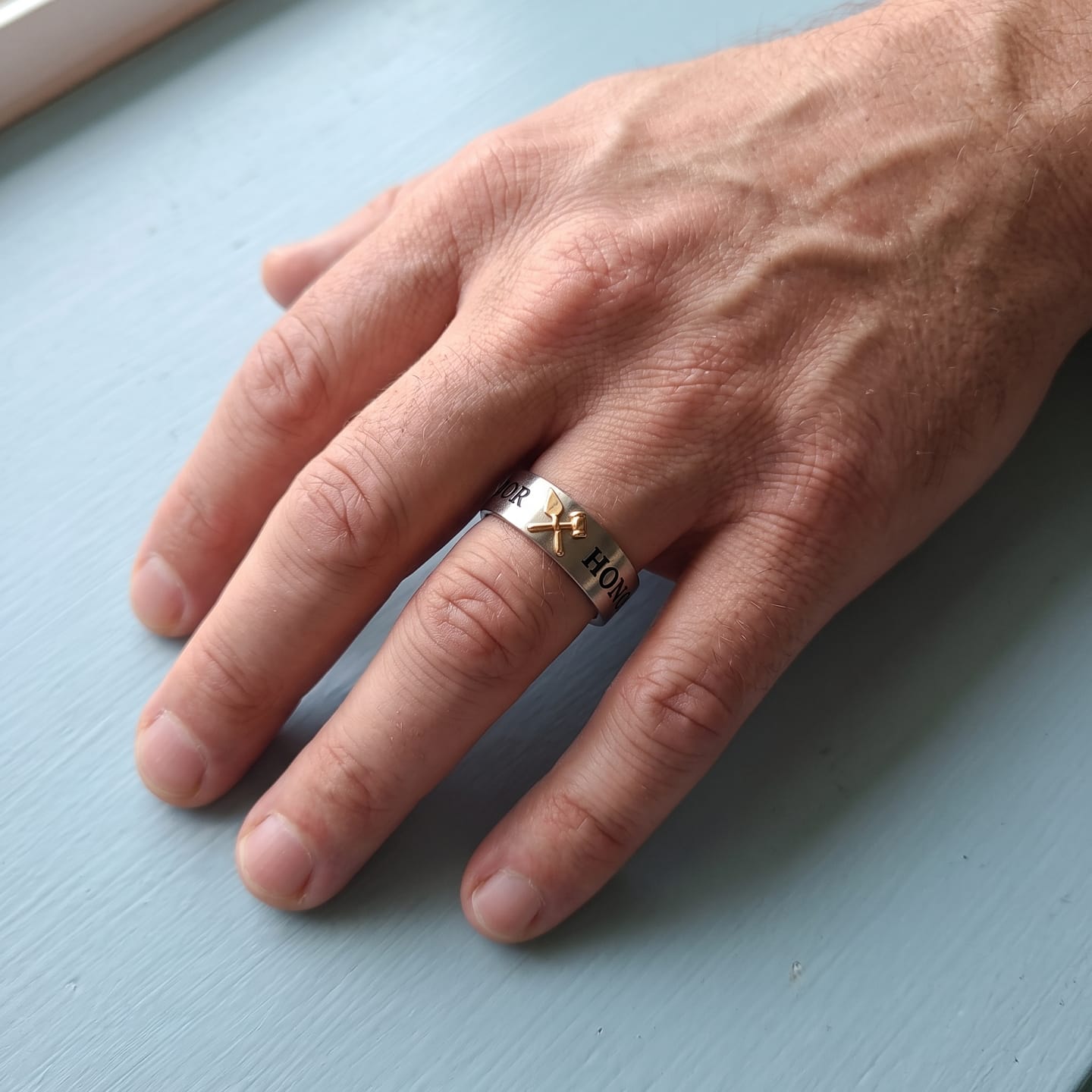 Customer photo review of Labor Et Honor Masonic Ring