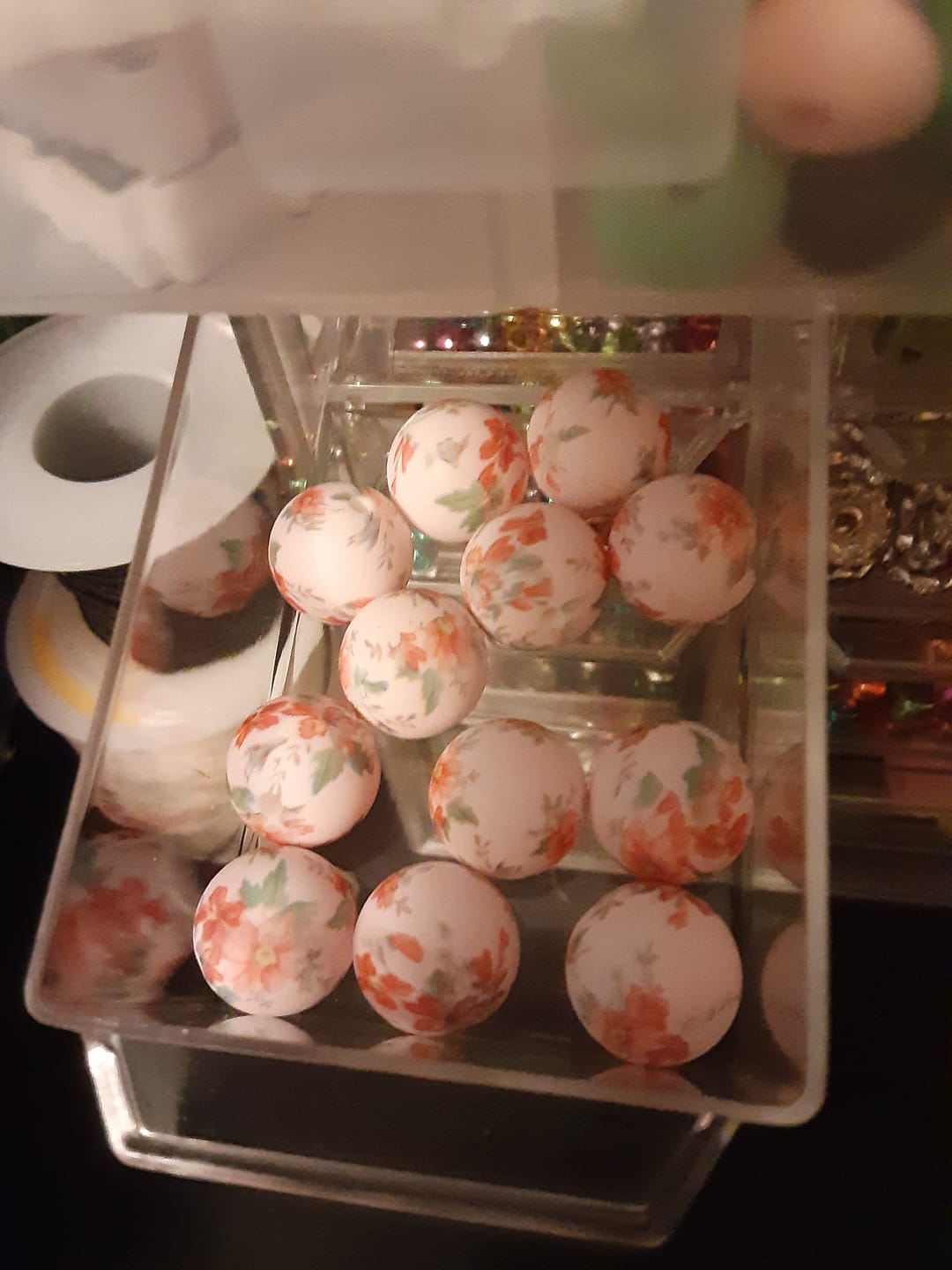 Customer photo review of 15mm peachy flowers Printed Silicone Beads