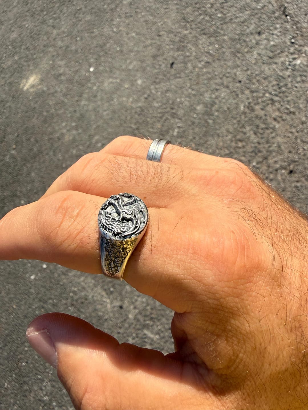 Customer photo review of Coiled Dragon Signet Ring