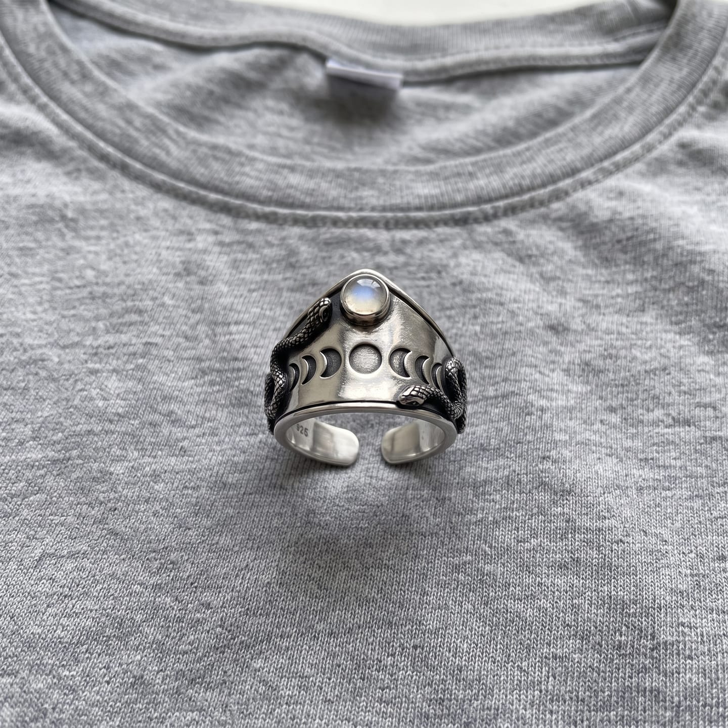 Customer photo review of Serpent Moonstone Ring