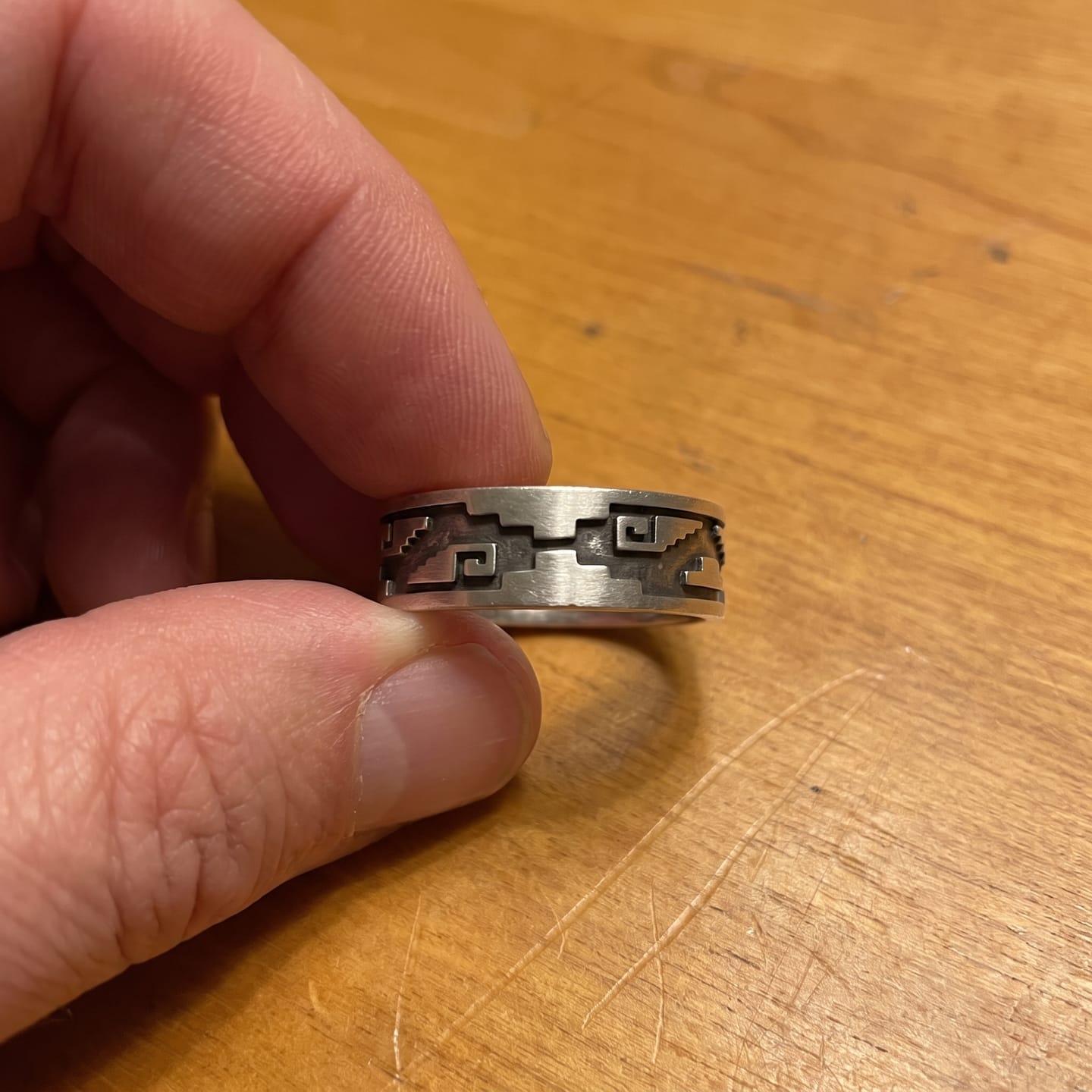 Customer photo review of Aztec Pattern Ring