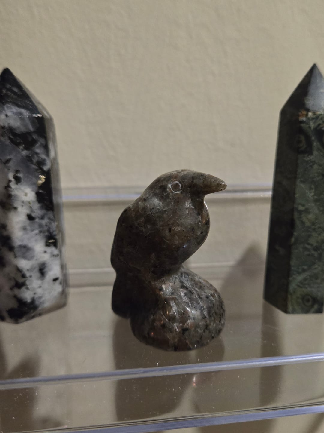 Customer photo review of Natural Crystal Mystical Raven Carving