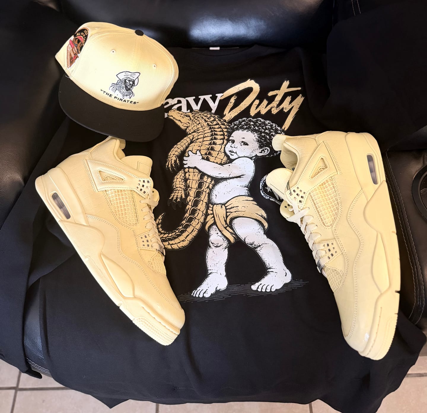 Customer photo review of Heavy Duty Air Jordan 4 J Balvin Amazonas Matching Graphic Sweatshirt