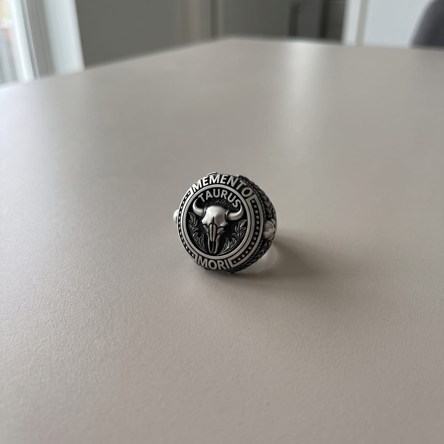 Customer photo review of Memento Mori Taurus Skull Ring