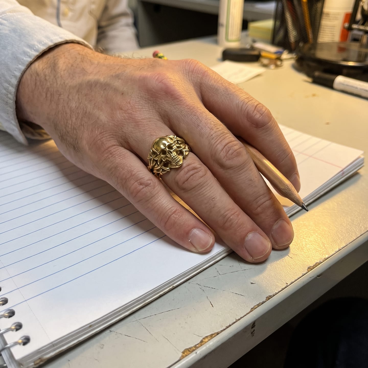 Customer photo review of Tribal Biker Skull Ring