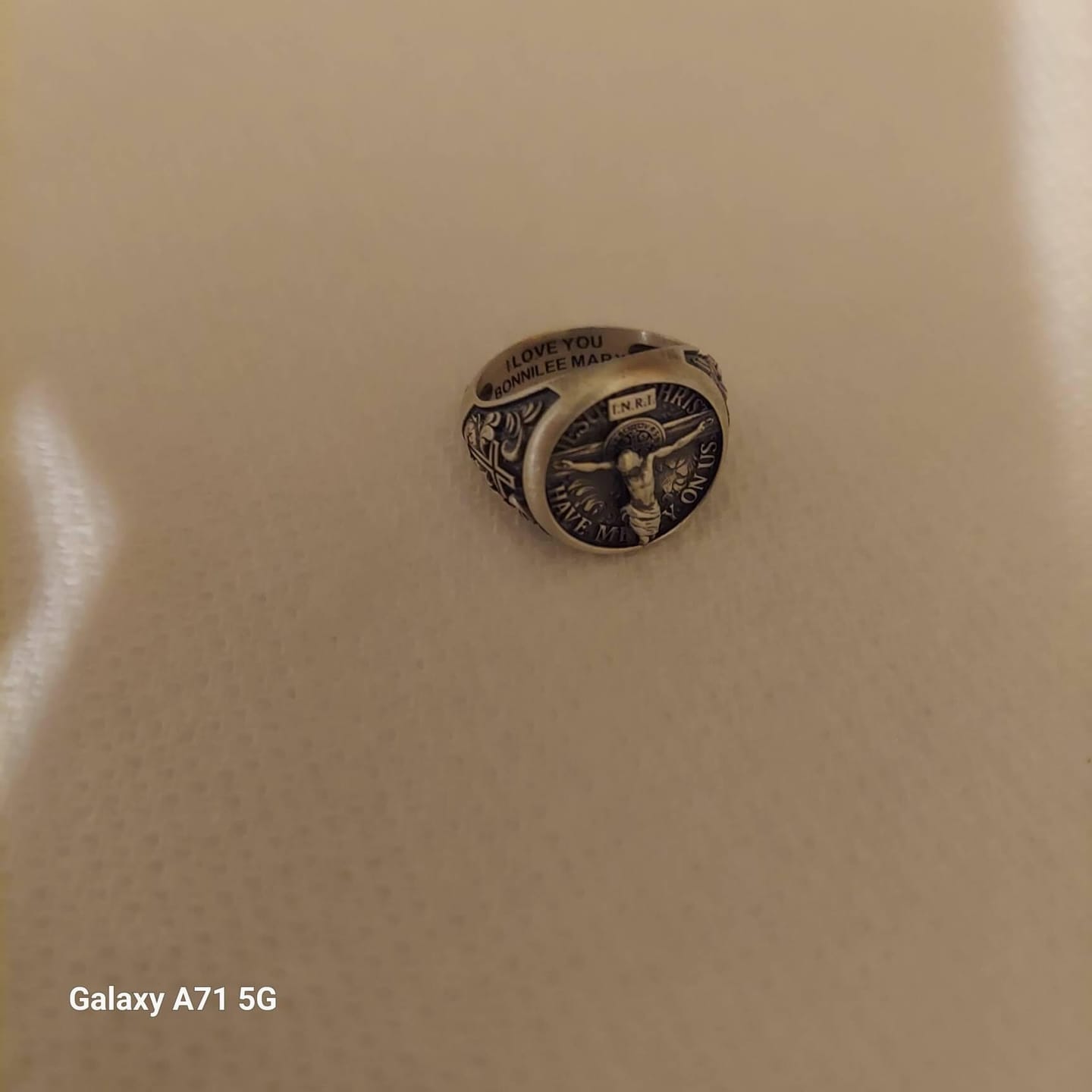 Customer photo review of Crucifix Signet Ring