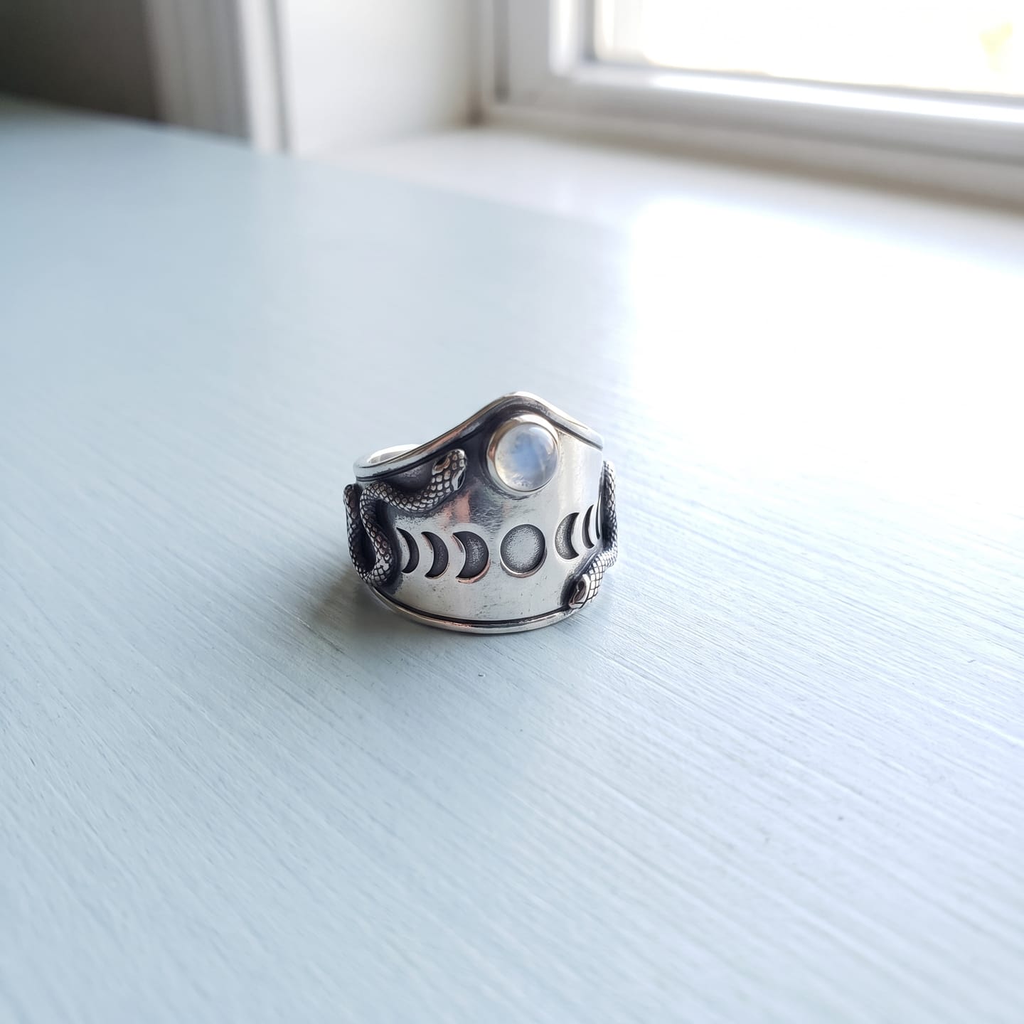 Customer photo review of Serpent Moonstone Ring